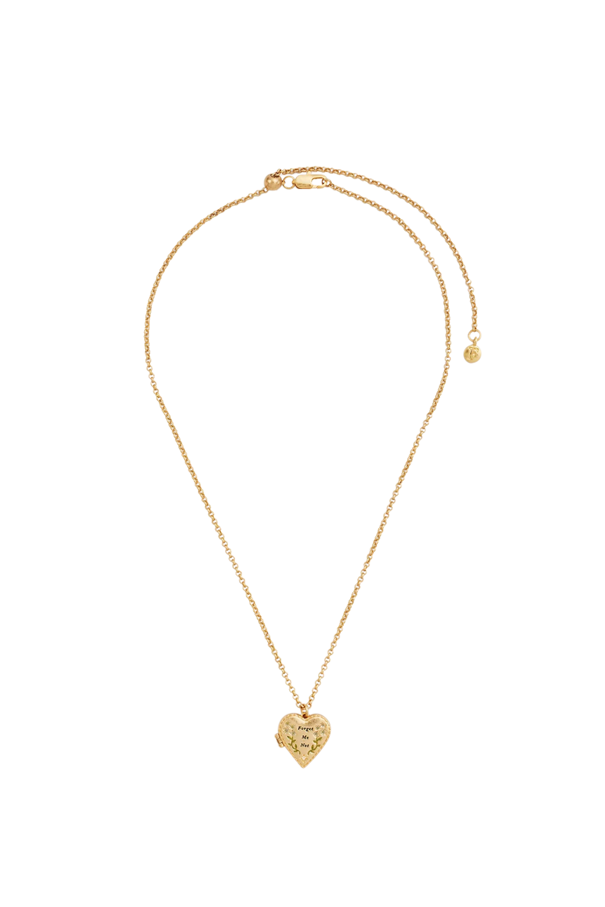 Floral Heart Gold Locket Necklace