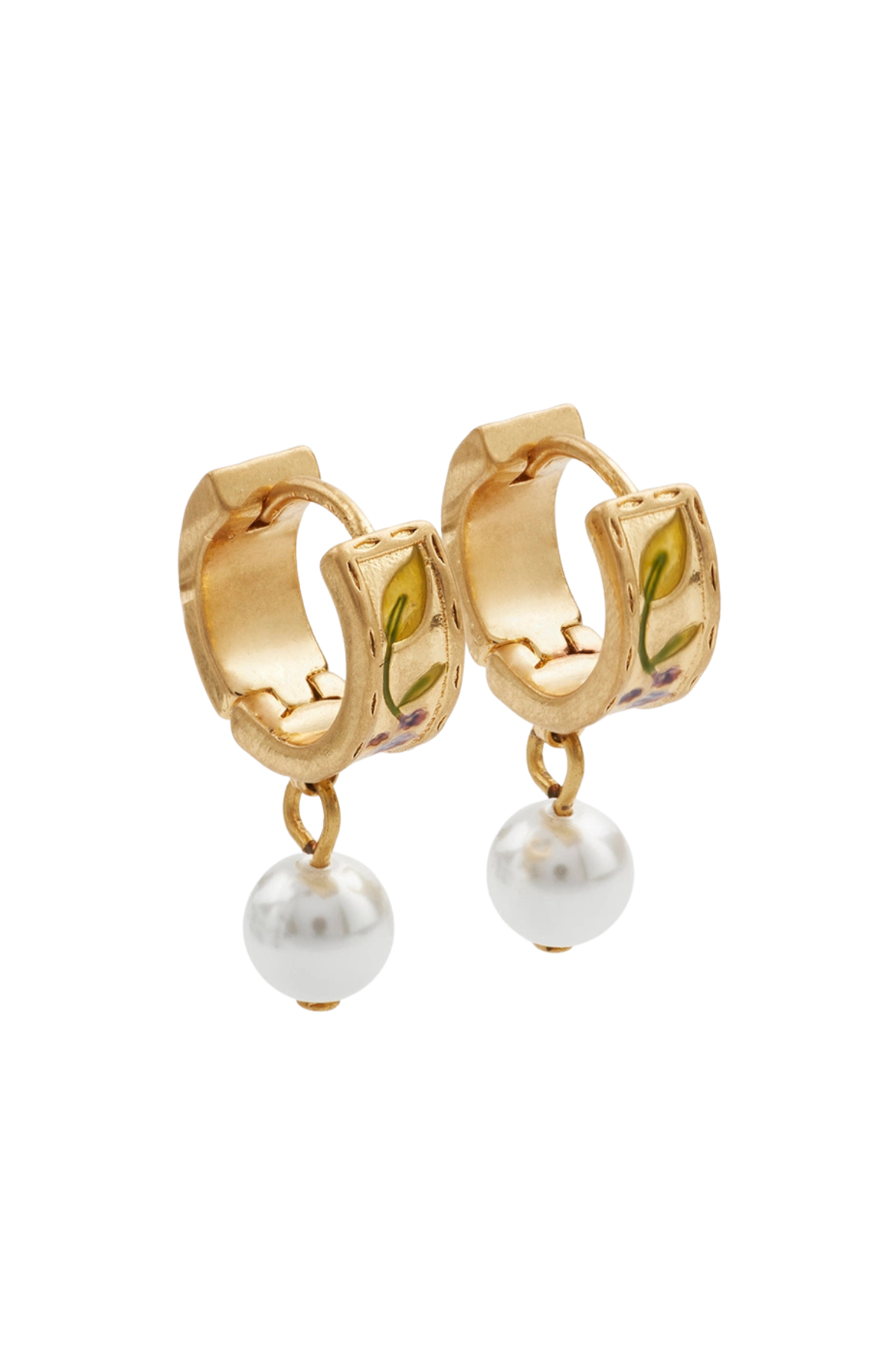 Blackberry Bramble Pearl Drop Gold Earrings