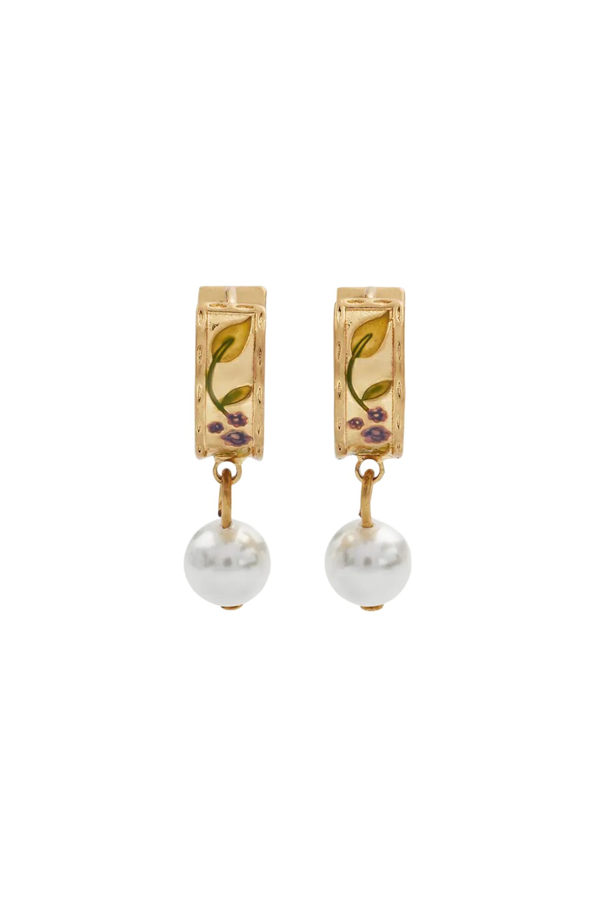 Blackberry Bramble Pearl Drop Gold Earrings