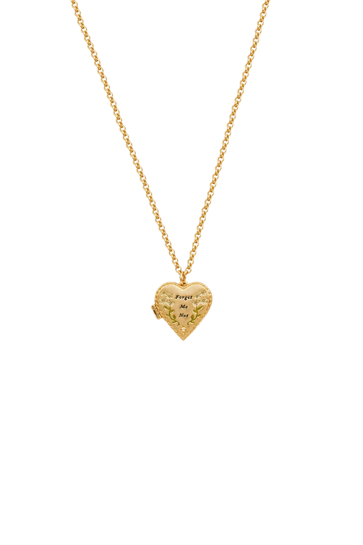 Forget Me Not Locket Necklace Gold