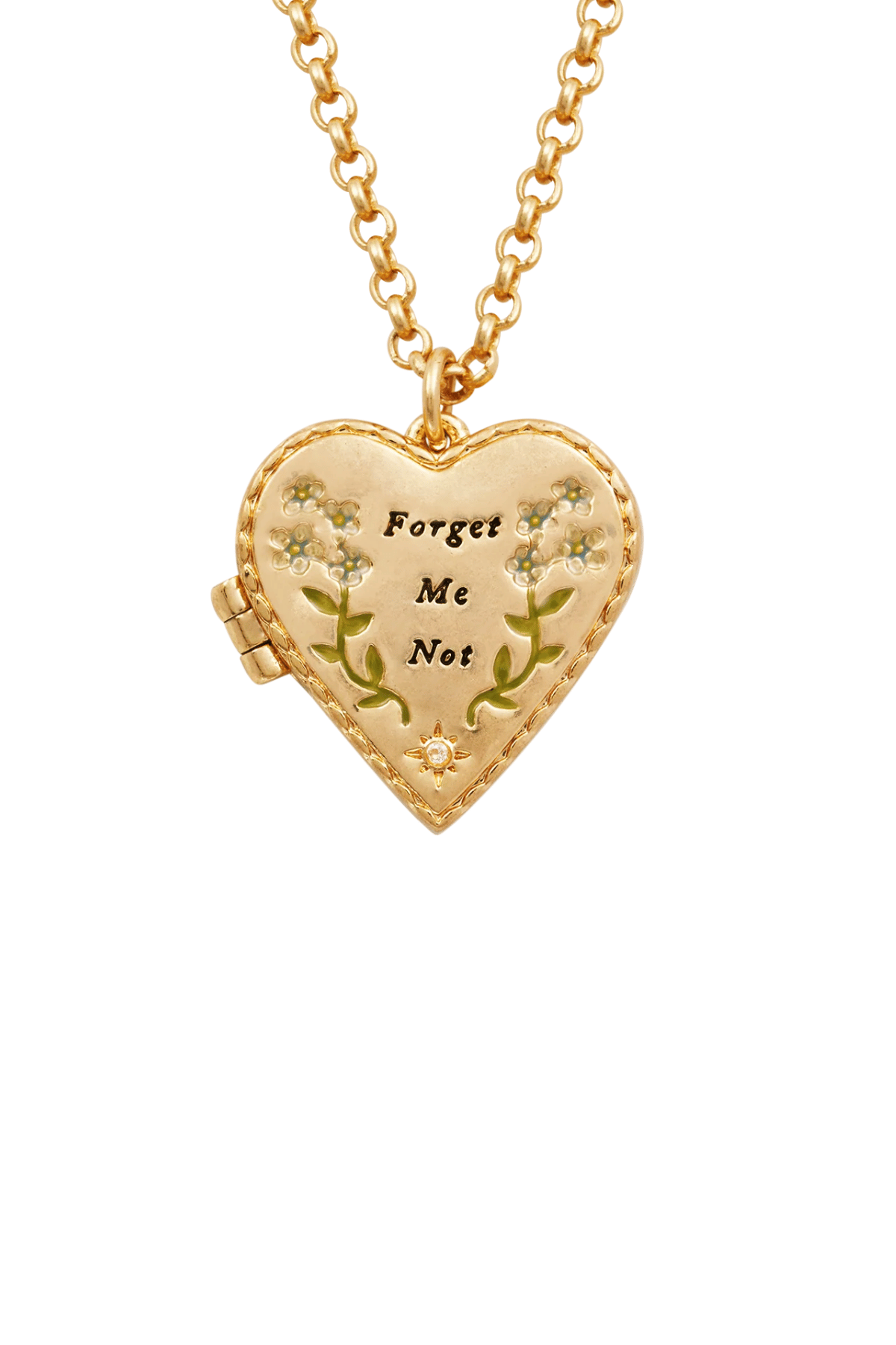 Forget Me Not Locket Necklace Gold