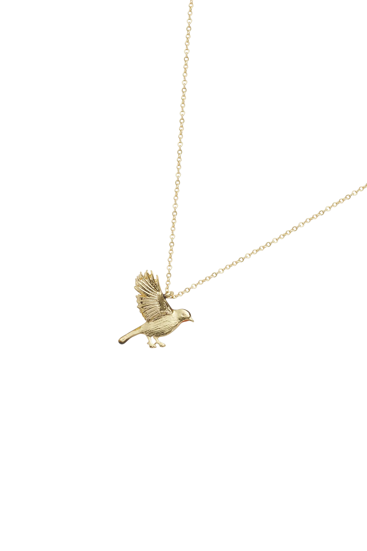 Enamel flying robin necklace