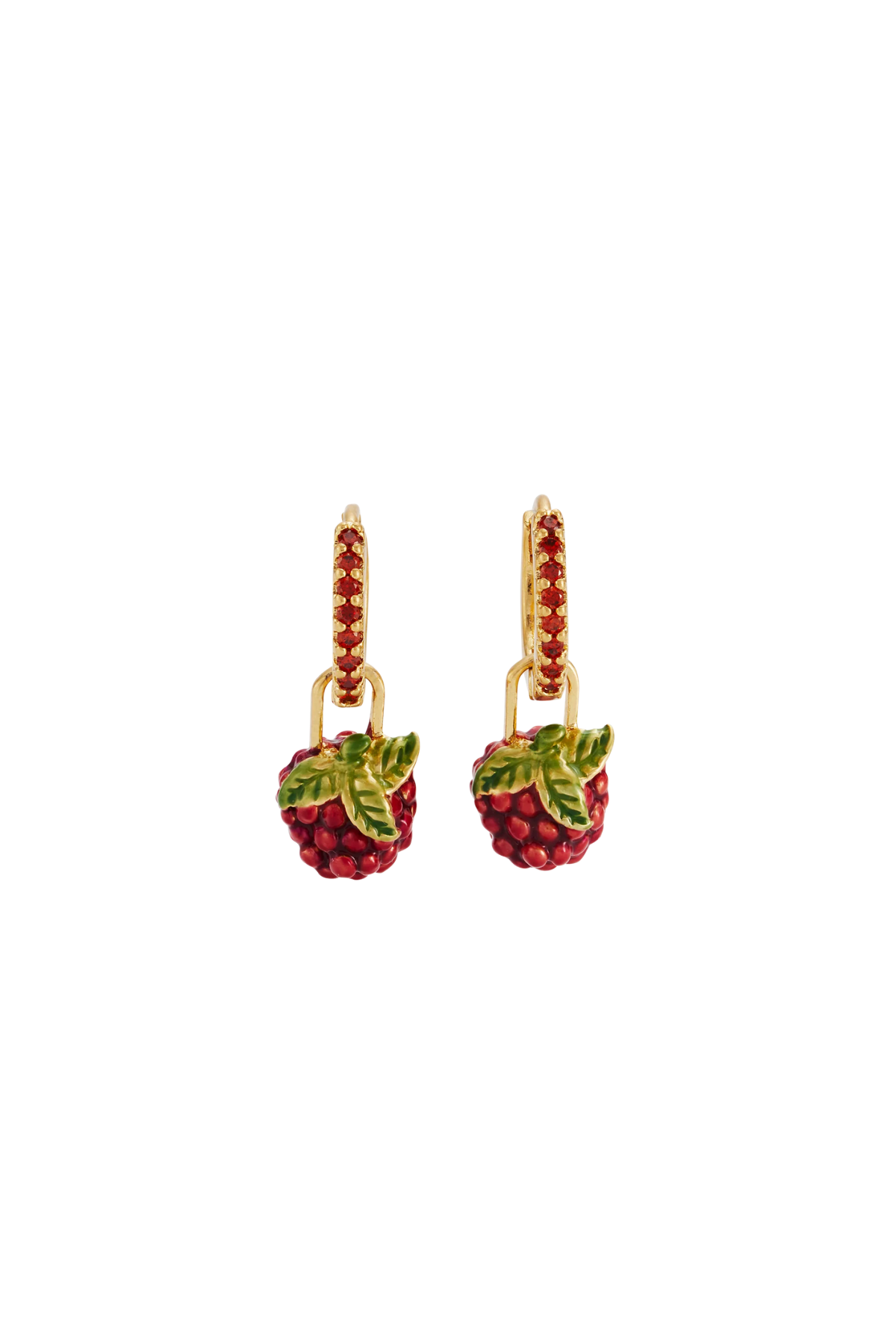 Orla Raspberry Huggie Earrings Gold