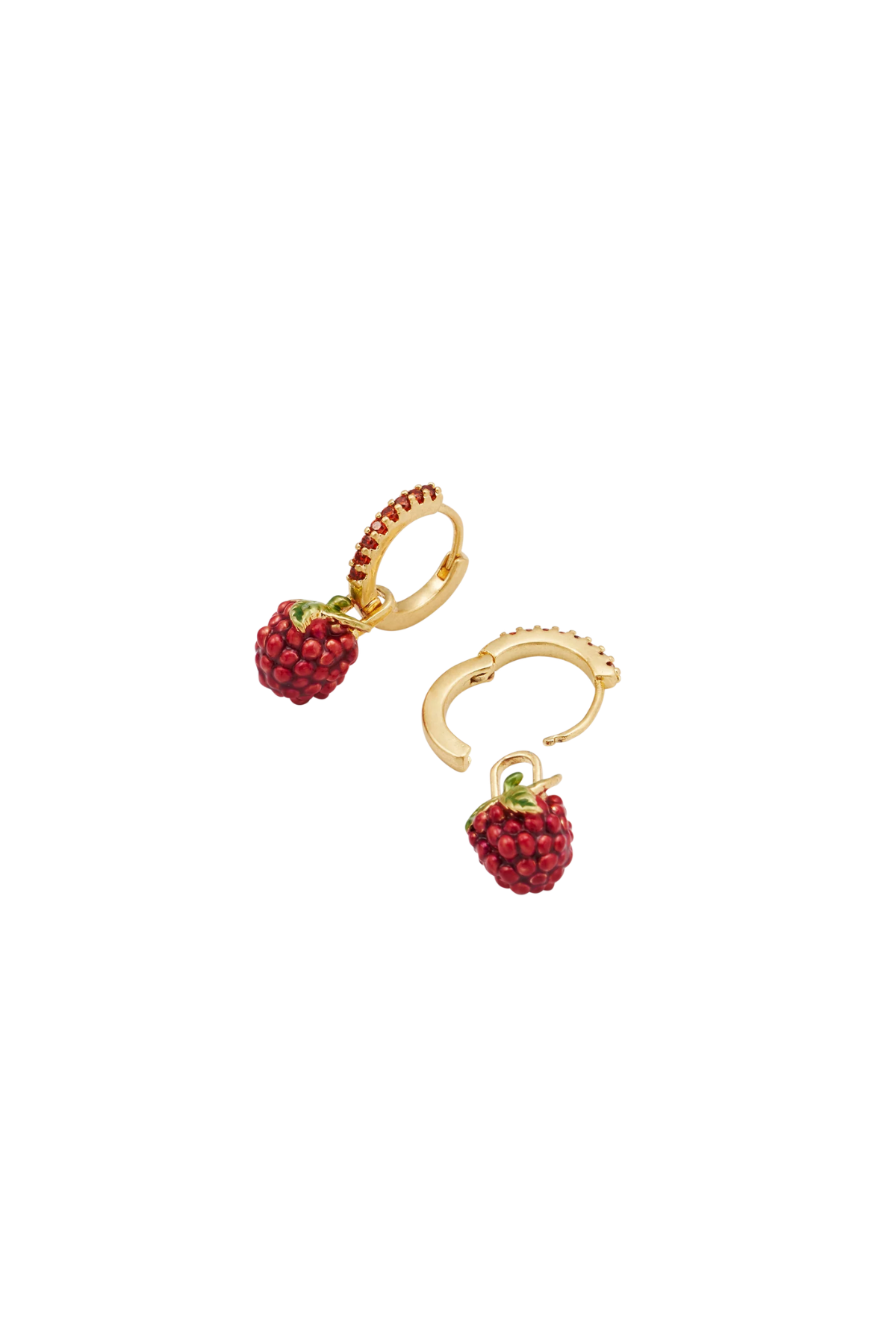 Orla Raspberry Huggie Earrings Gold