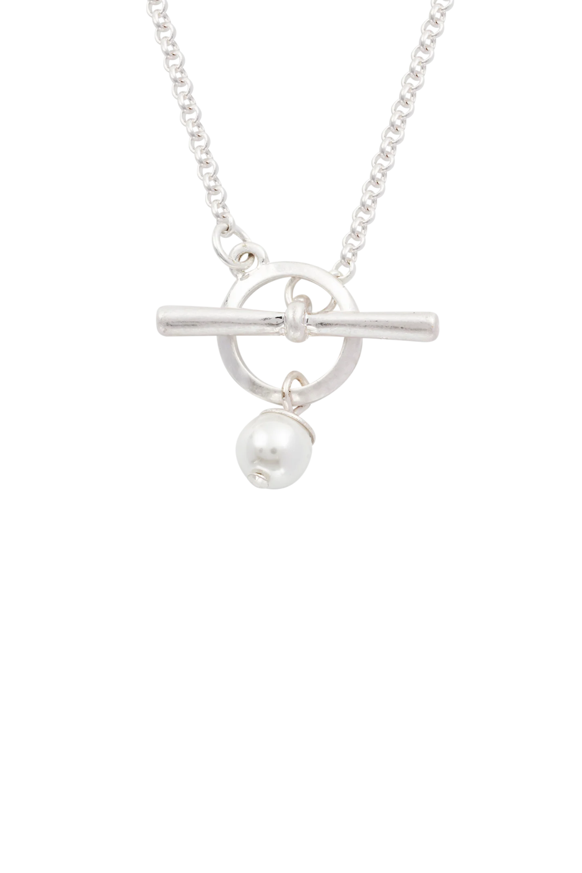 Pansy Pearl Silver Toggle Necklace