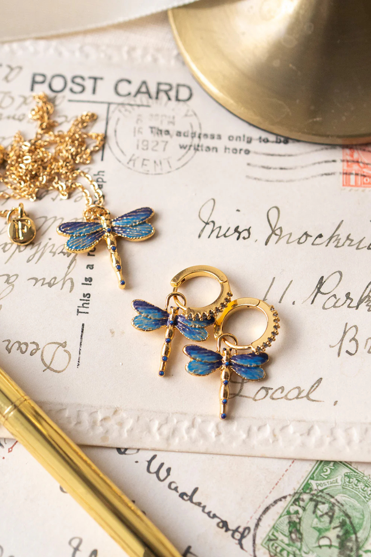 Dragonfly Charm Huggie Earrings