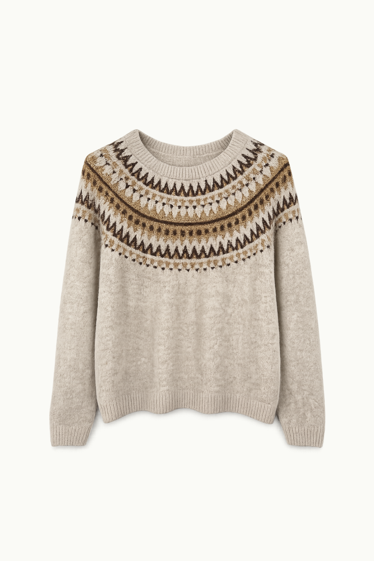 Fair Isle Yoke Knit Biscuit