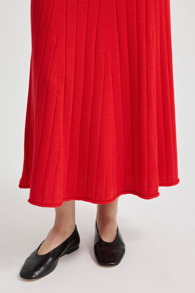 Fine Rib Skirt Red