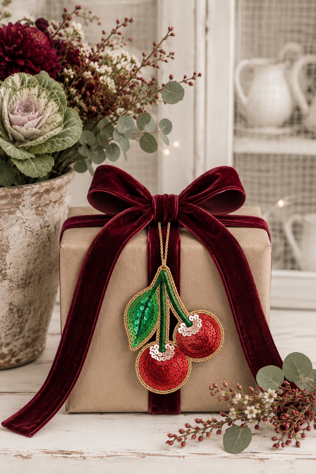 Cherry-licious Sequin Tree Decoration