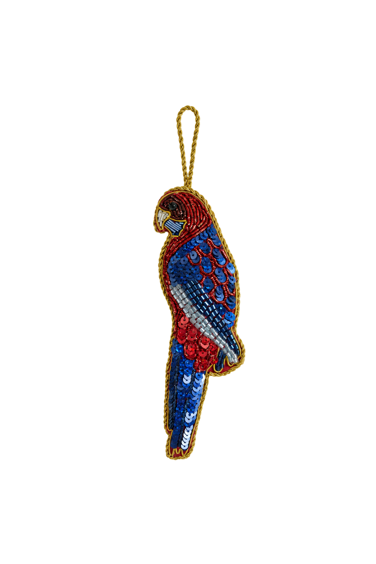 Crimson Rosella Sequin Tree Decoration