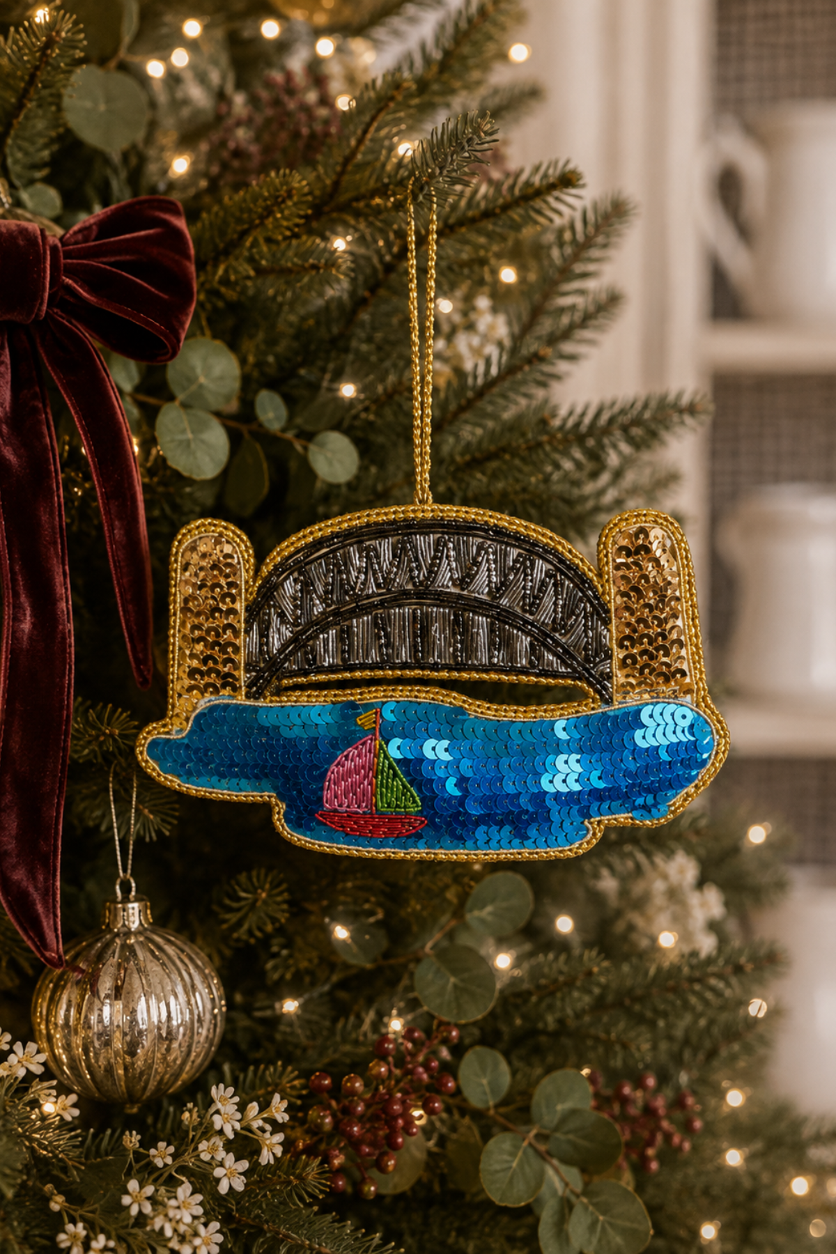 Harbour Bridge Sequin Tree Decoration