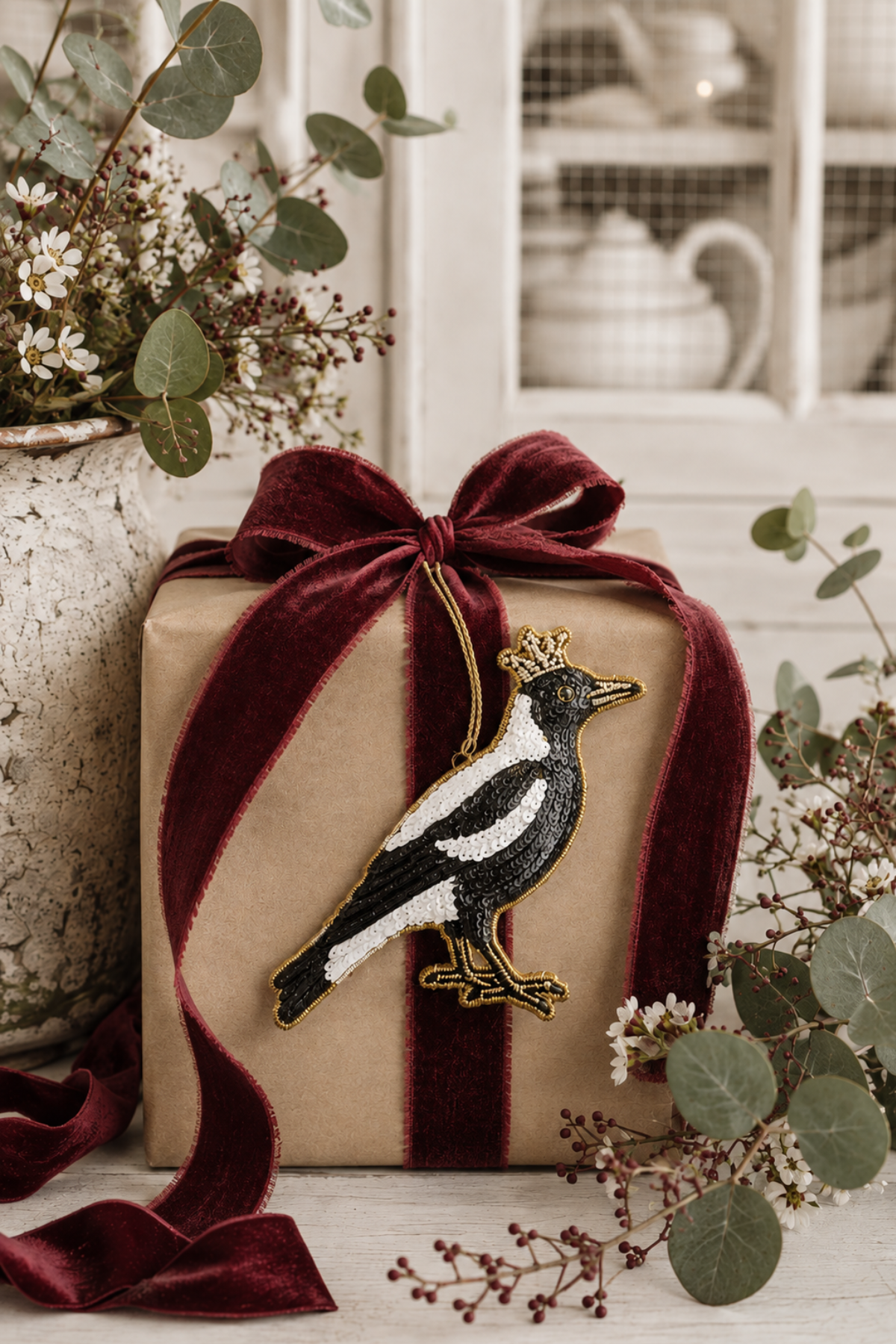 Magpie Sequin Tree Decoration