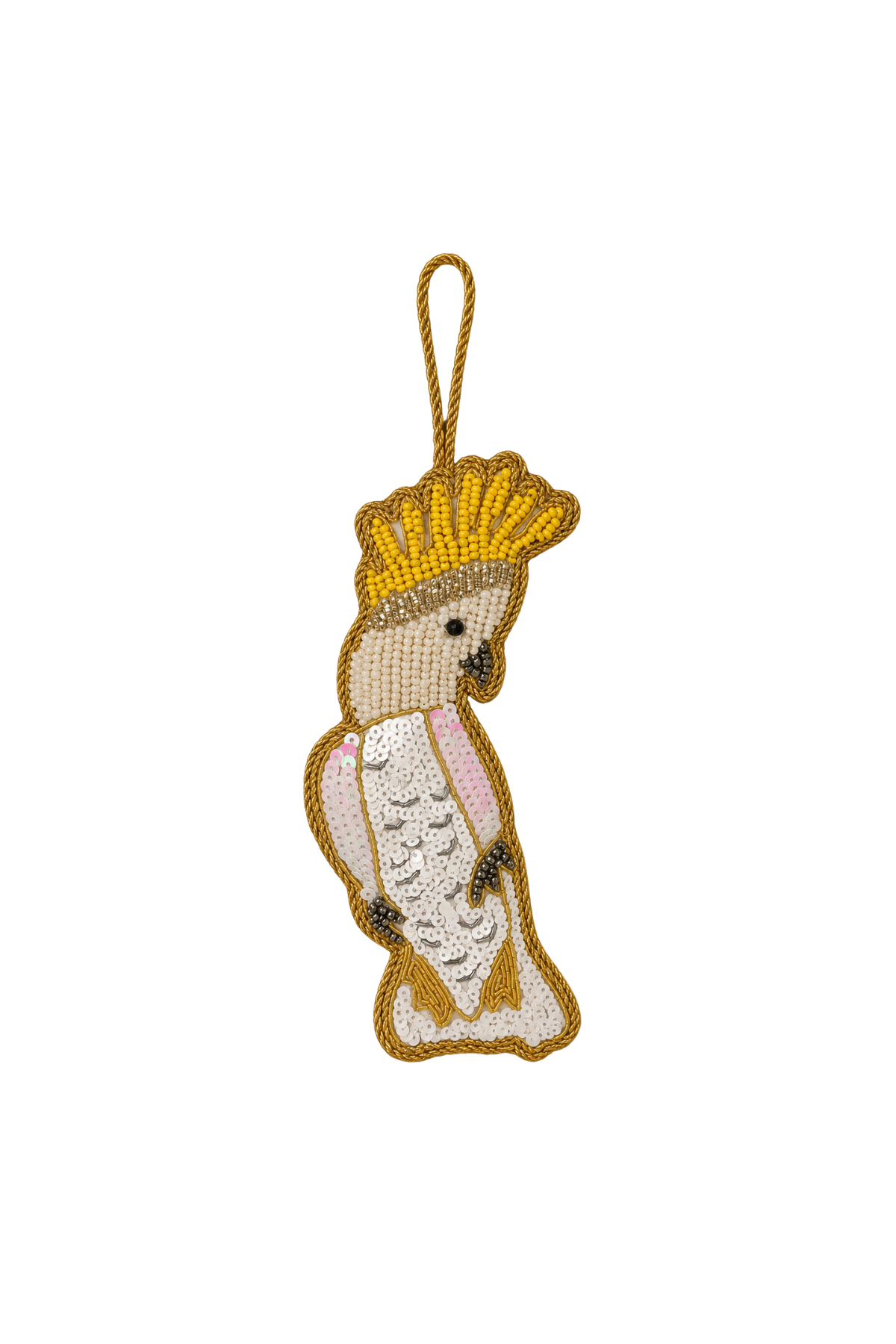 Yellow Crested Cockatoo Sequin Tree Decoration
