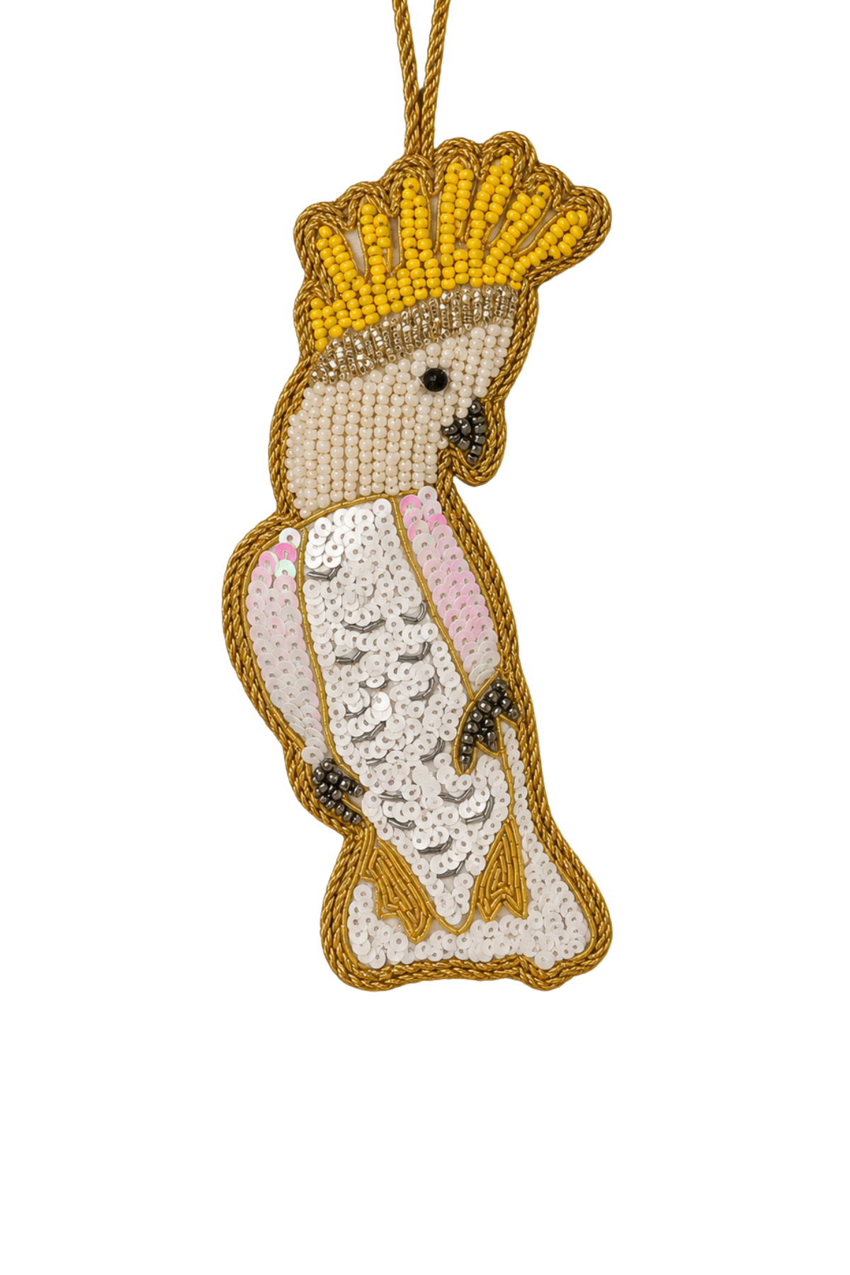 Yellow Crested Cockatoo Sequin Tree Decoration