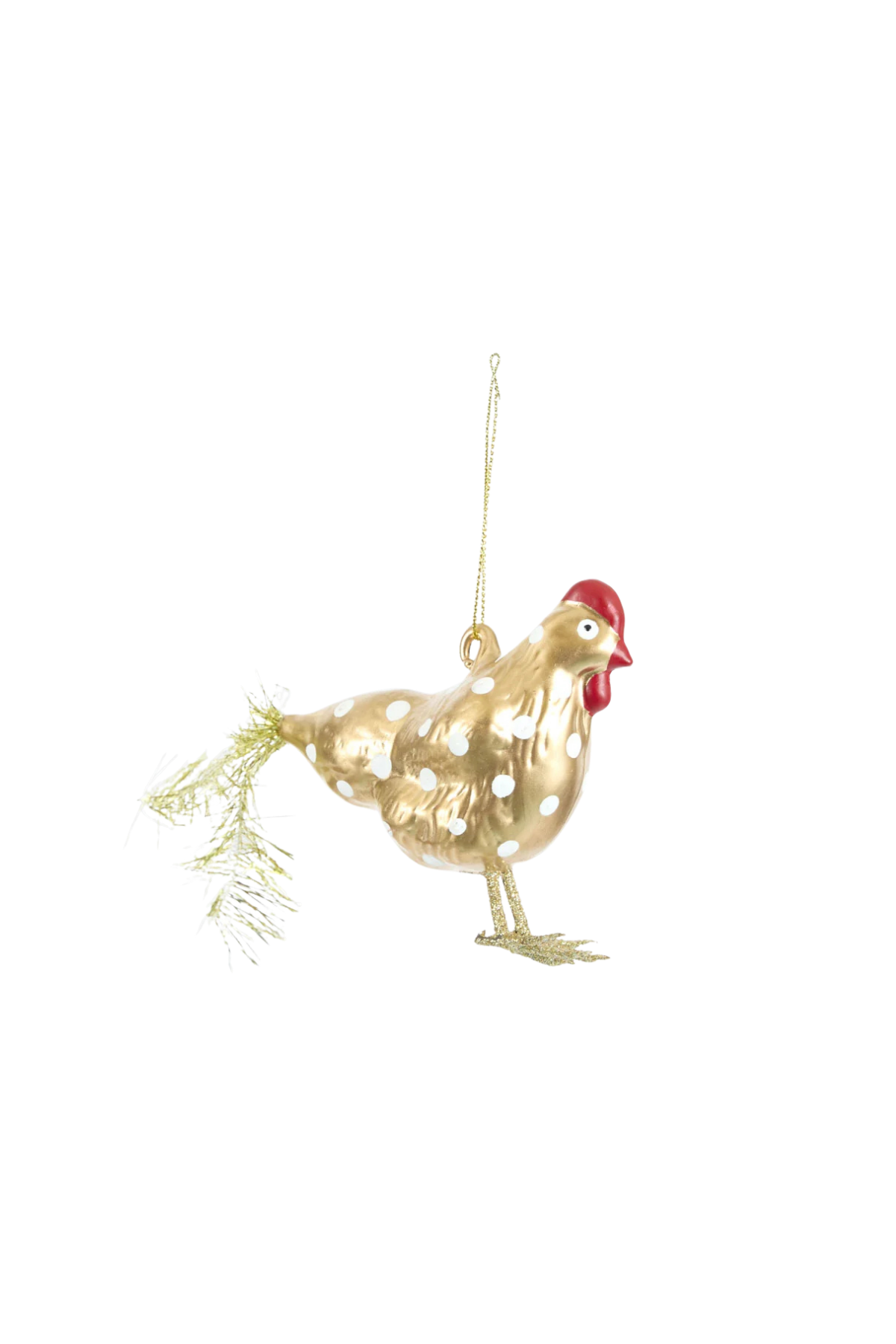 Vintage Gold Spotty Hen Decoration