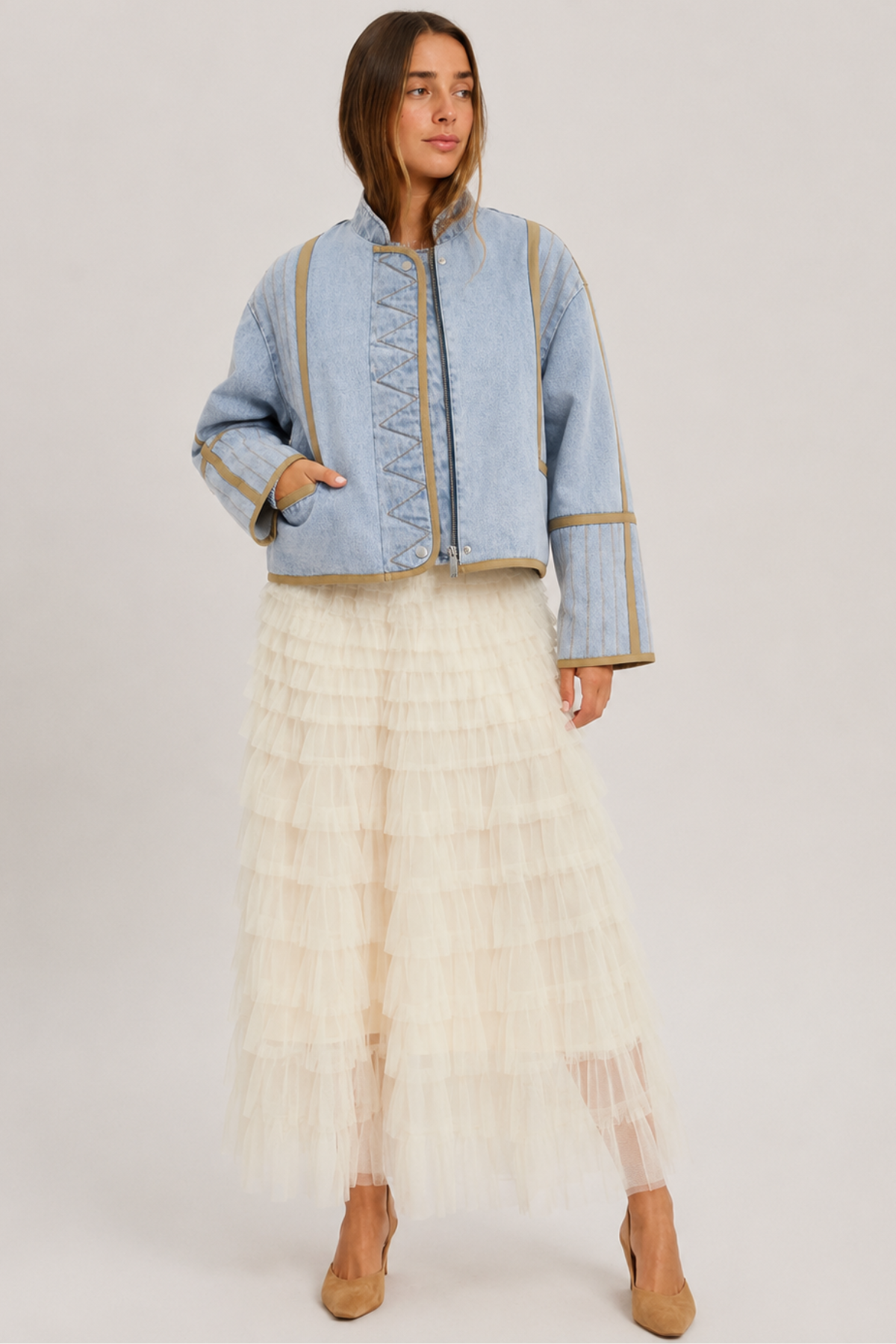 Free and Forward Quilted Denim Jacket