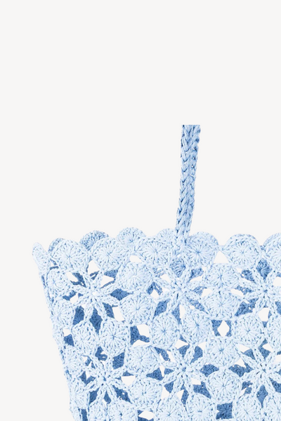 Floral Crochet Basket Hydrangea Gold