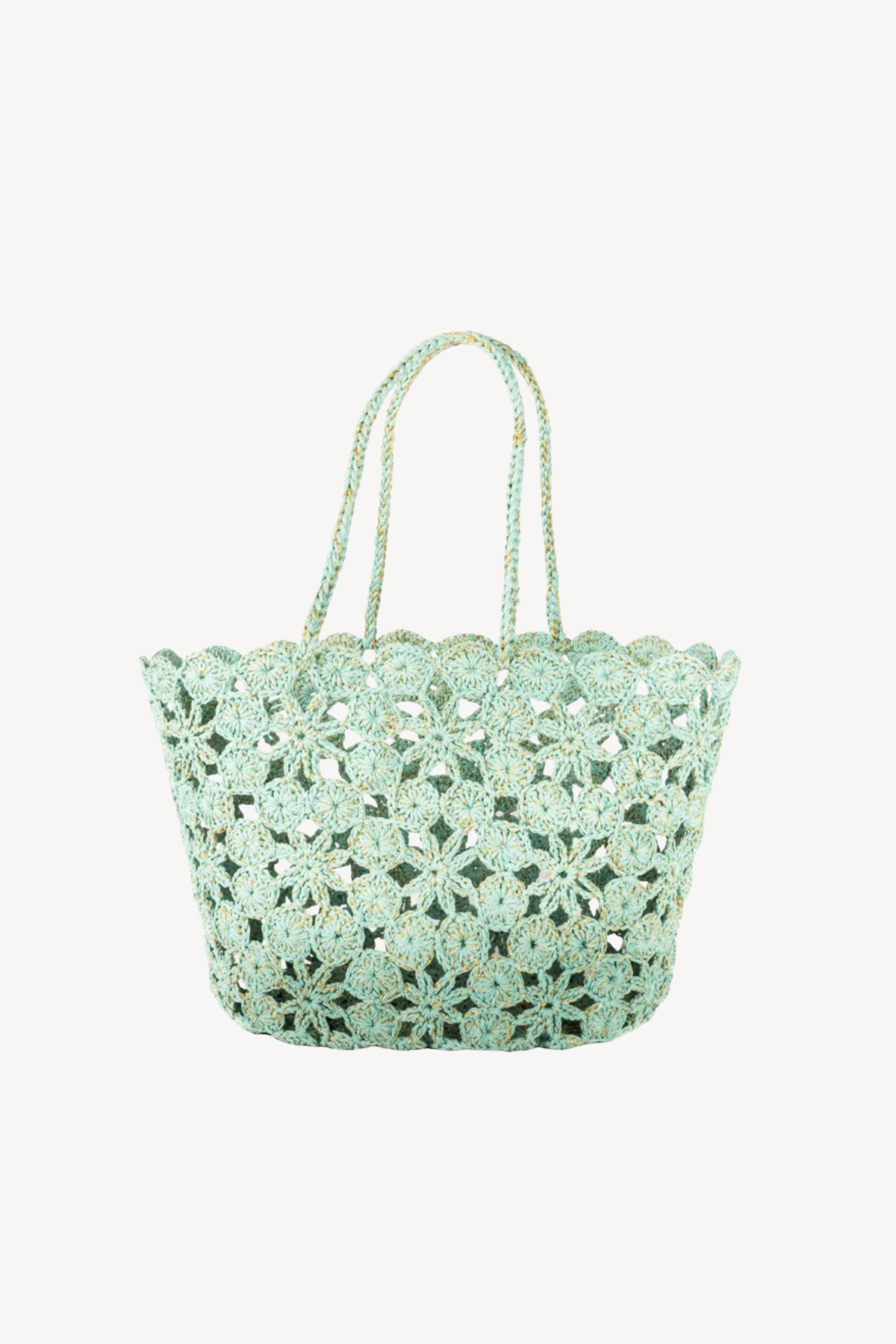 Floral Crochet Basket Lagoon Gold