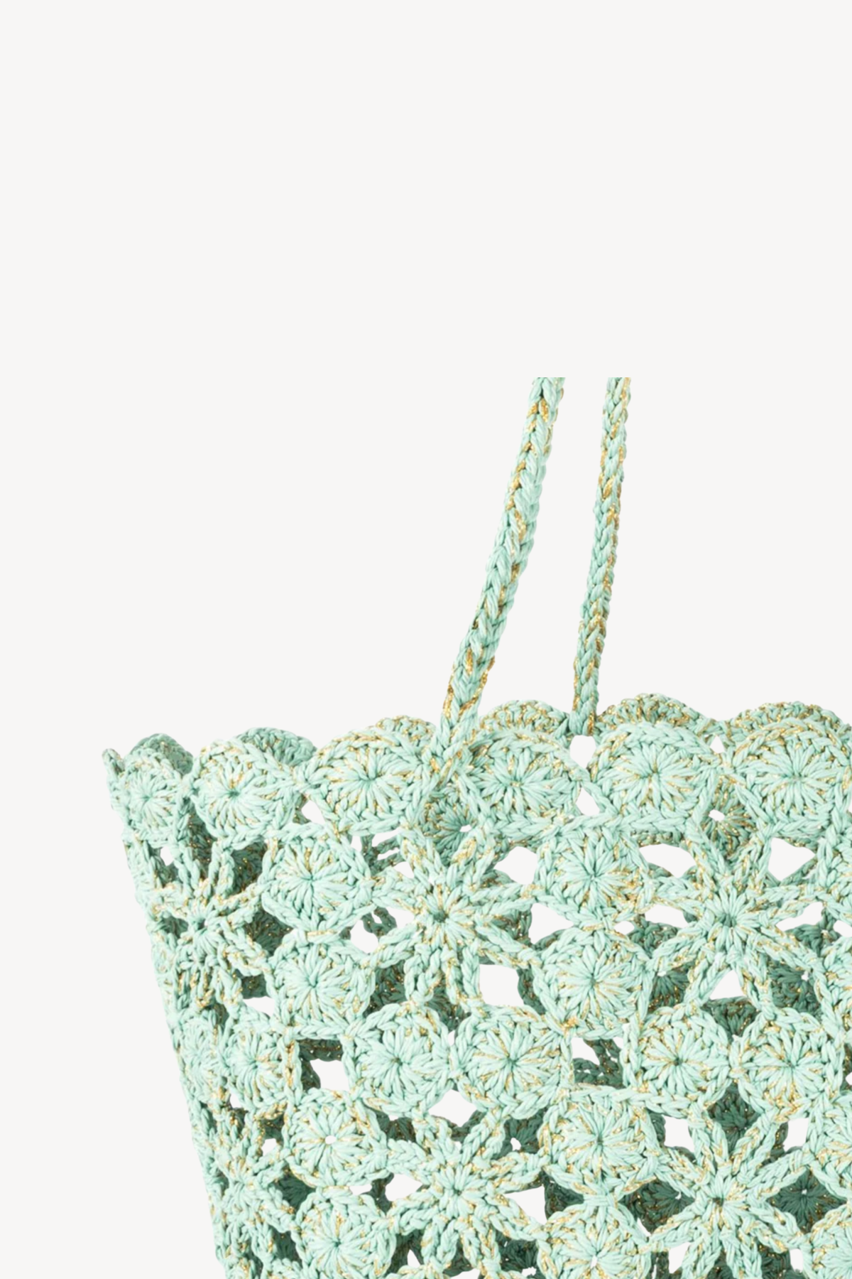 Floral Crochet Basket Lagoon Gold