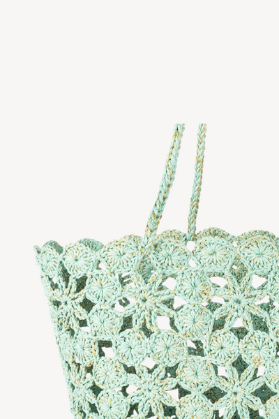 Floral Crochet Basket Lagoon Gold