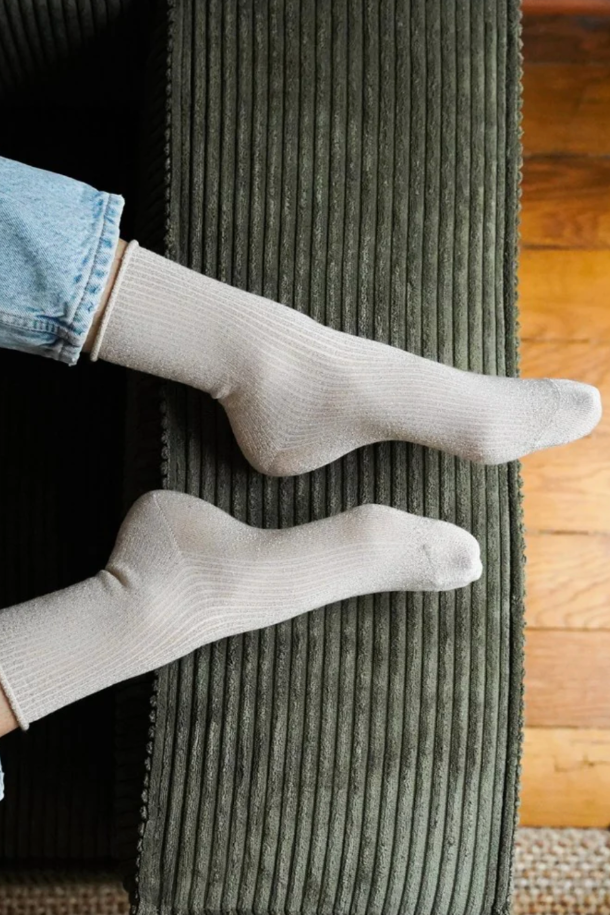 Klue Glitter Lurex Socks Beige