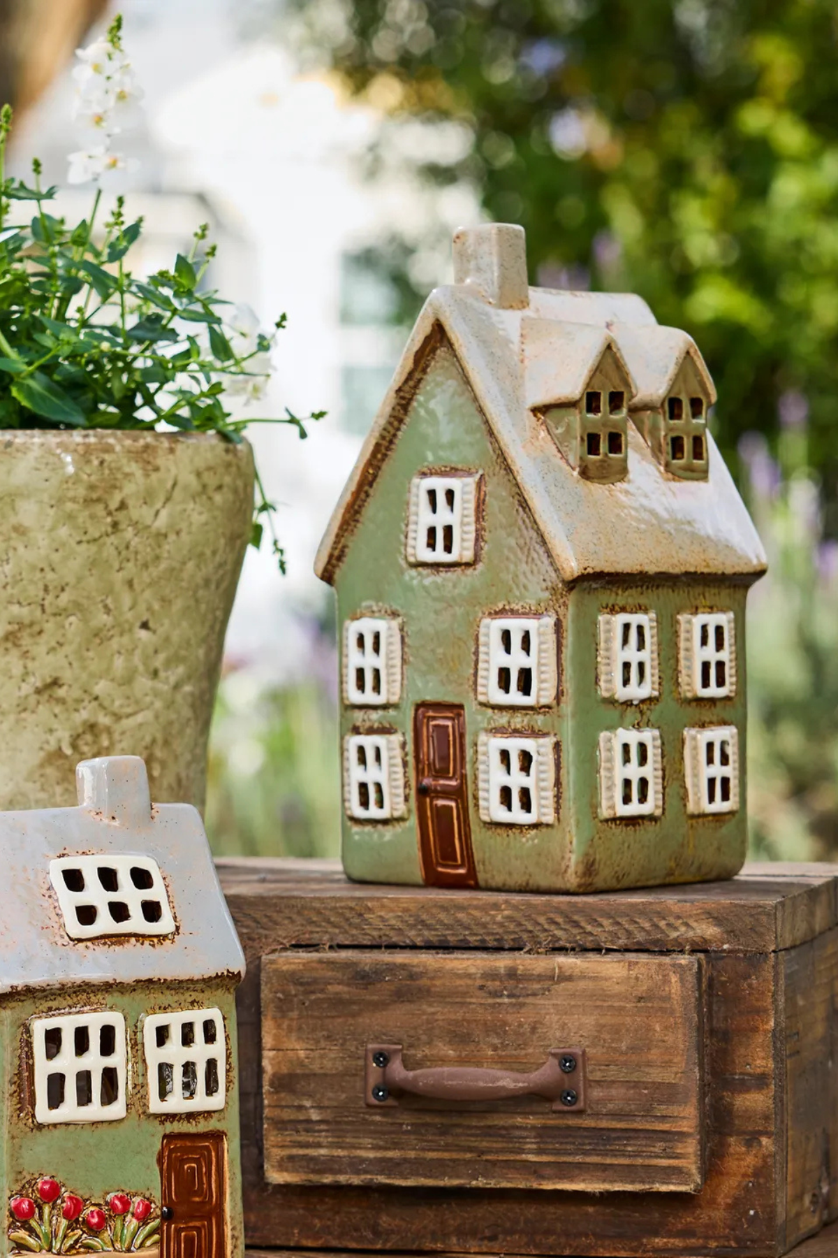 Devon Tea Light Cottage Tall Sage