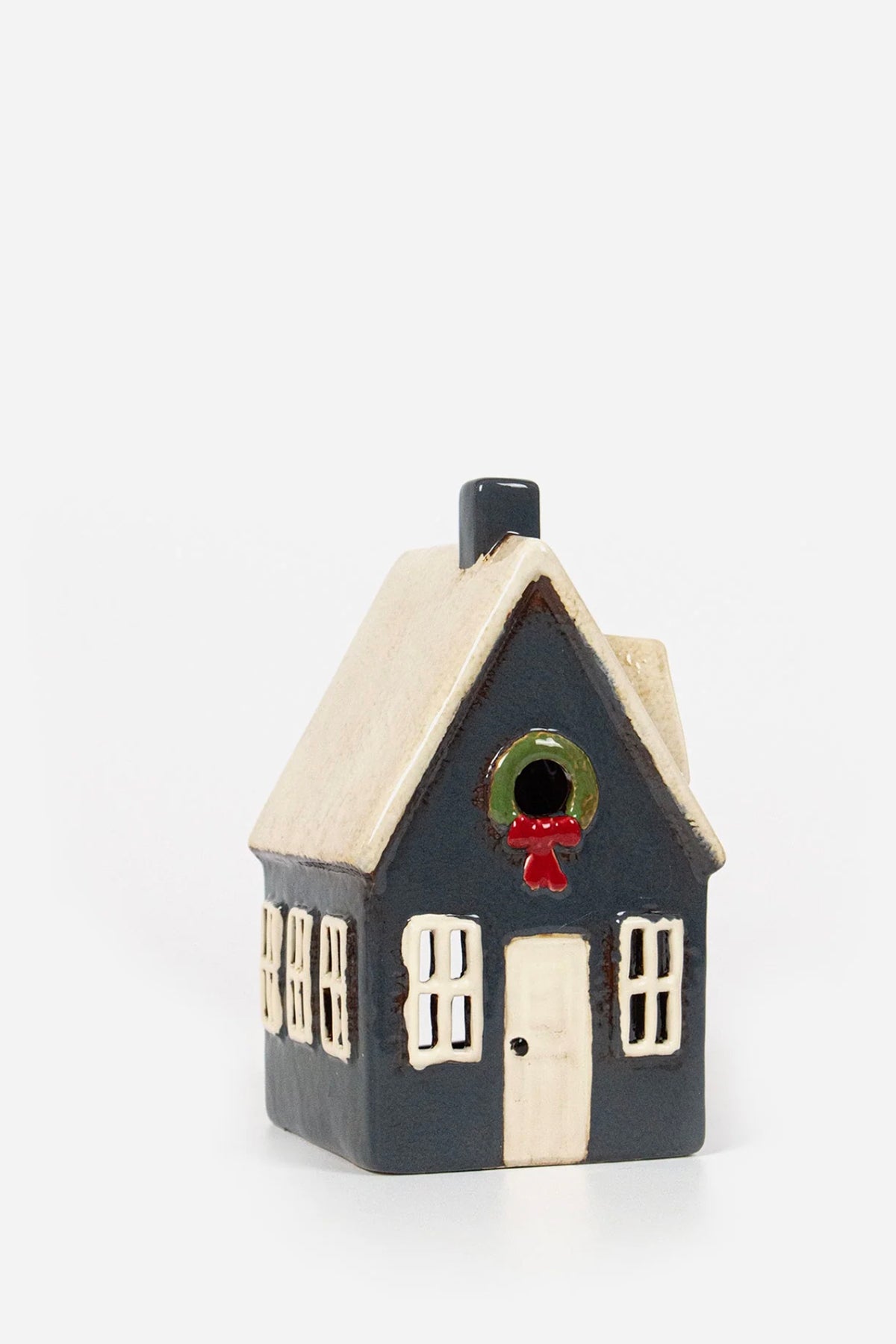 Alsace Tea Light Cottage Navy with Wreath