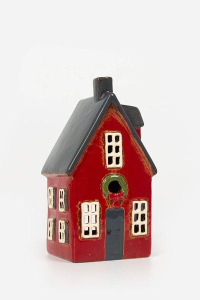 Alsace Tea Light Cottage Red With Wreath