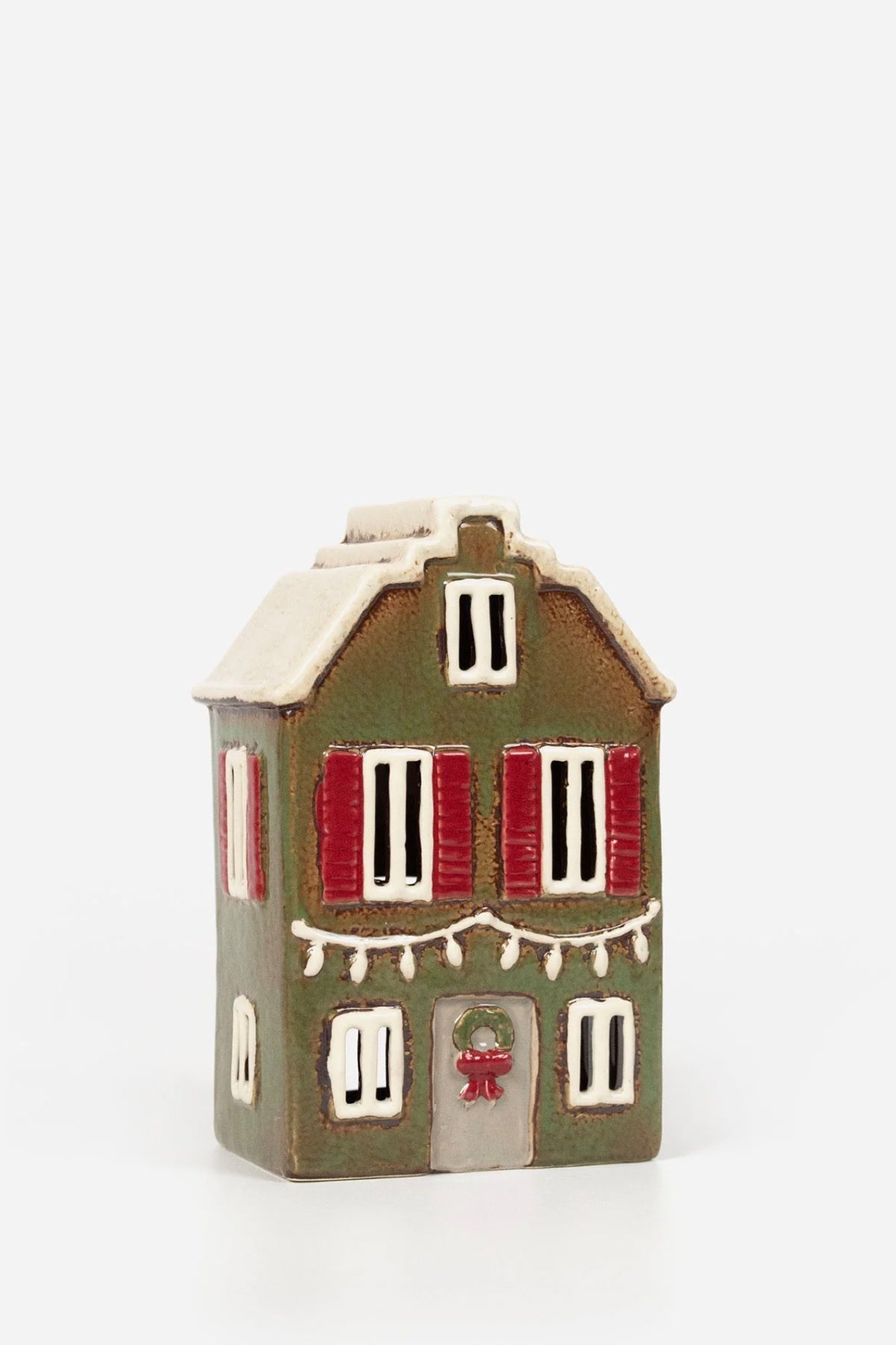 Alsace Tea Light House Christmas Green with Shutters