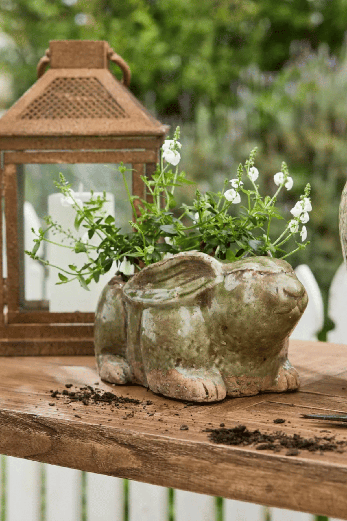 Celadon Rabbit Planter