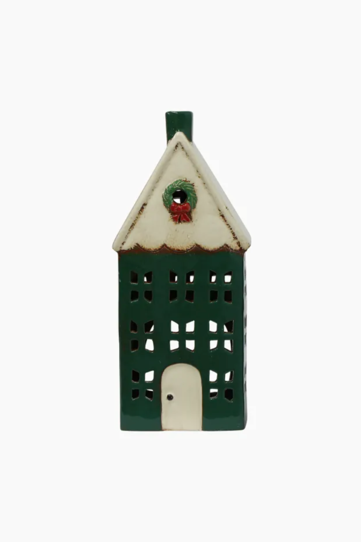 Christmas Tea Light House Green Wreath Large
