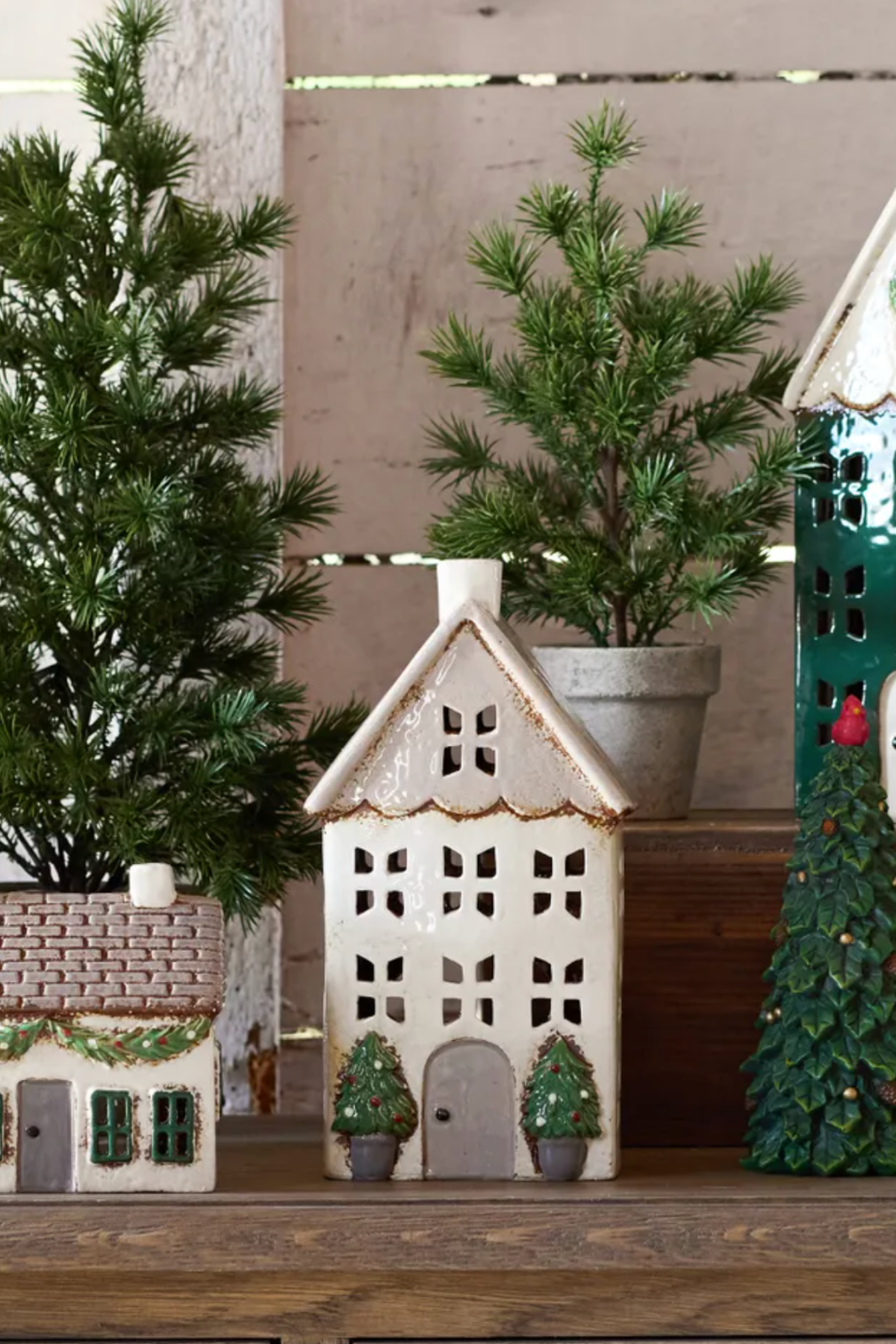 Christmas Tea Light House Stone With Pots