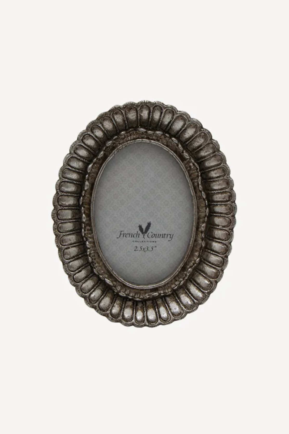 Fanned Oval Photo Frame Pewter Finish 2.5x3.5