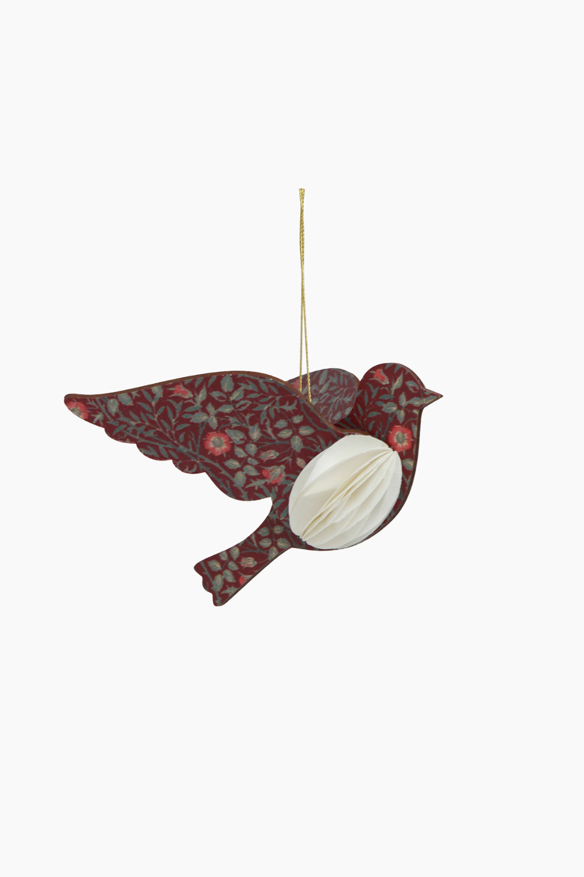 Vintage Pattern Hanging Bird Burgundy