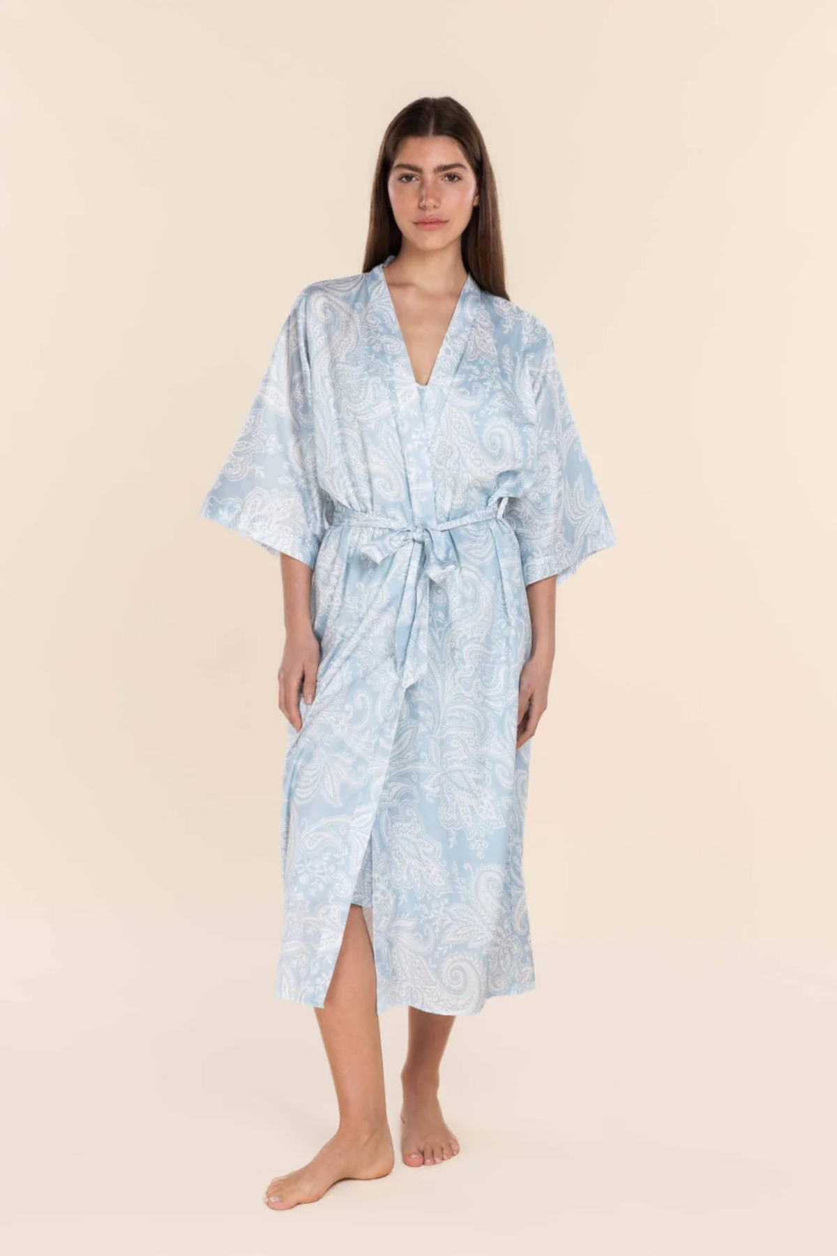 Annie Cotton Sateen Blue Robe
