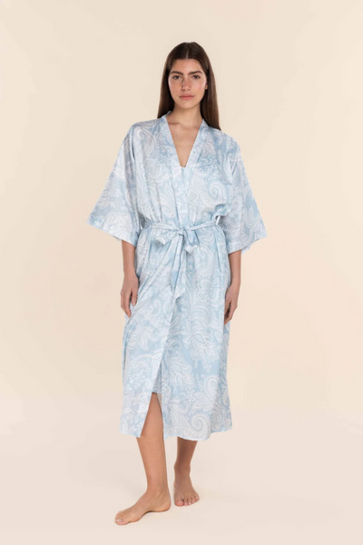 Annie Cotton Sateen Blue Robe