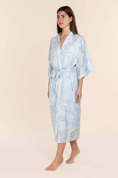 Annie Cotton Sateen Blue Robe