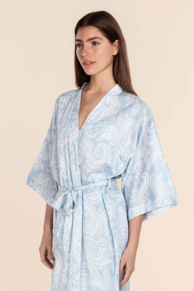 Annie Cotton Sateen Blue Robe