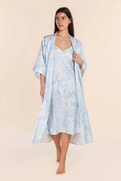 Annie Cotton Sateen Blue Robe