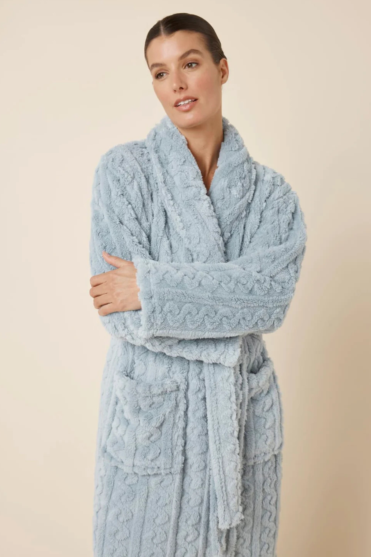 Gabriella Plush Long Robe Blue