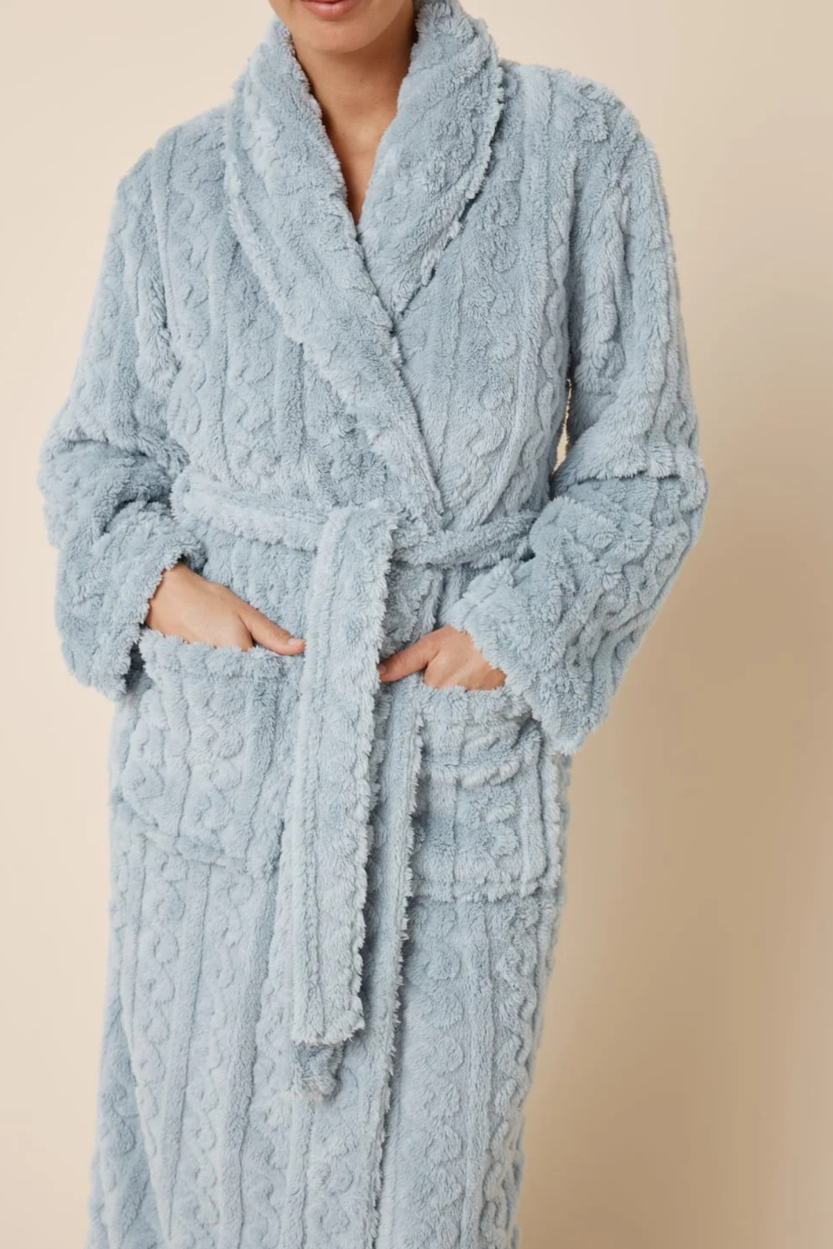 Gabriella Plush Long Robe Blue