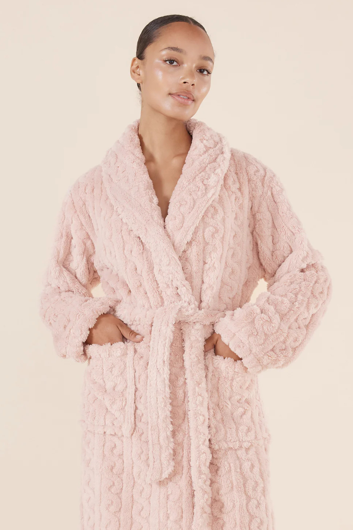Gabriella Plush Long Robe Pink