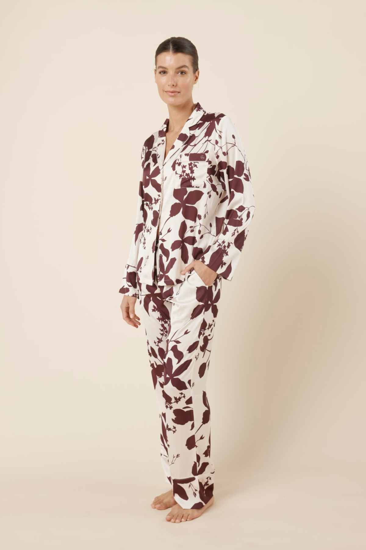 Ivy Silky Satin PJ Set Burgundy