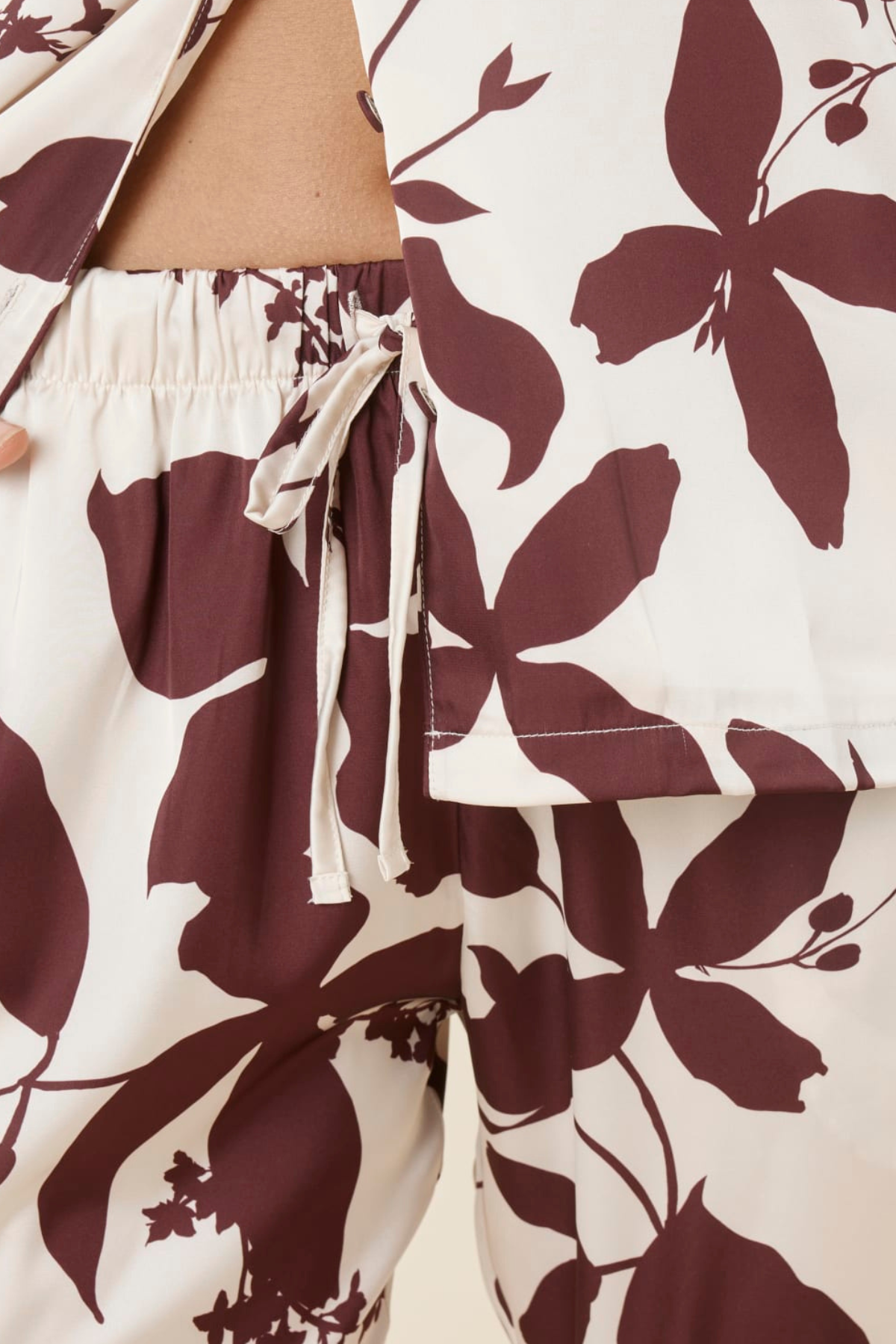 Ivy Silky Satin PJ Set Burgundy