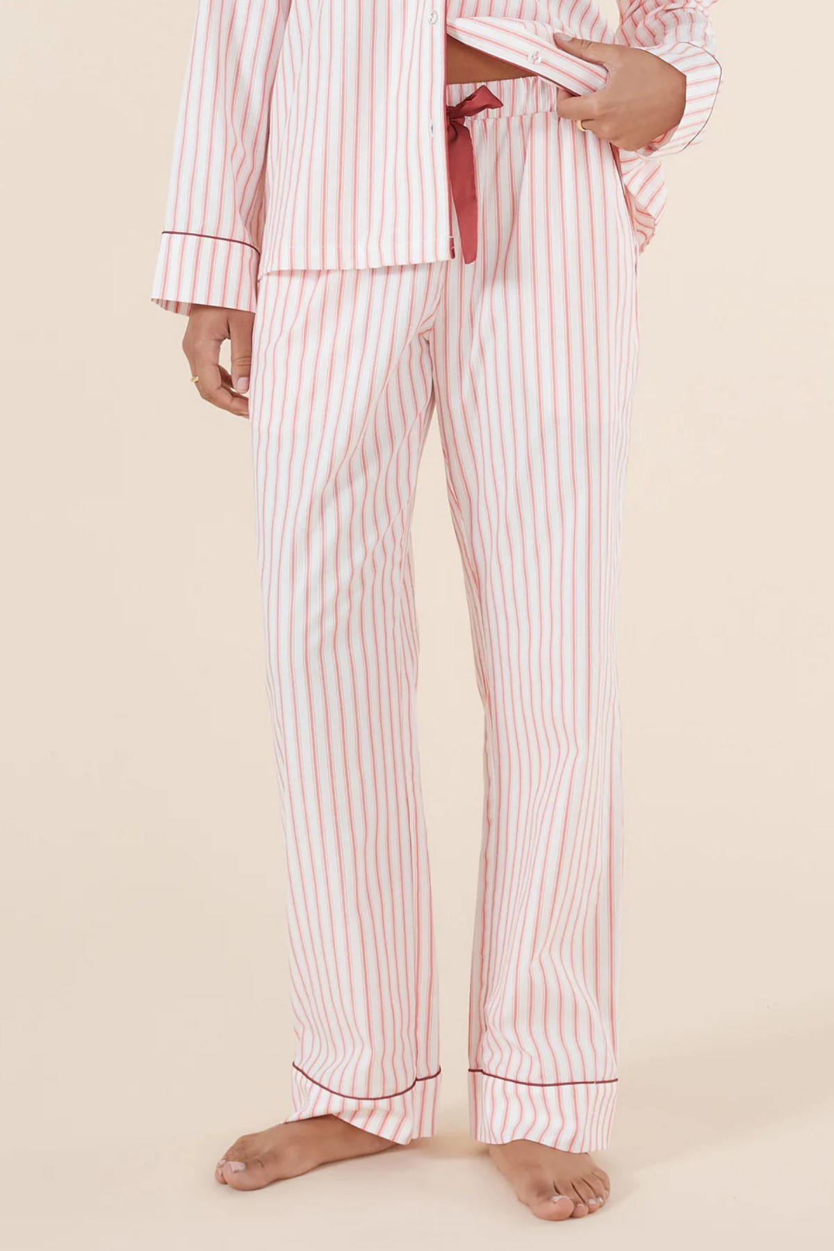 Octavia Cotton Stripe PJ Burgundy Stripe