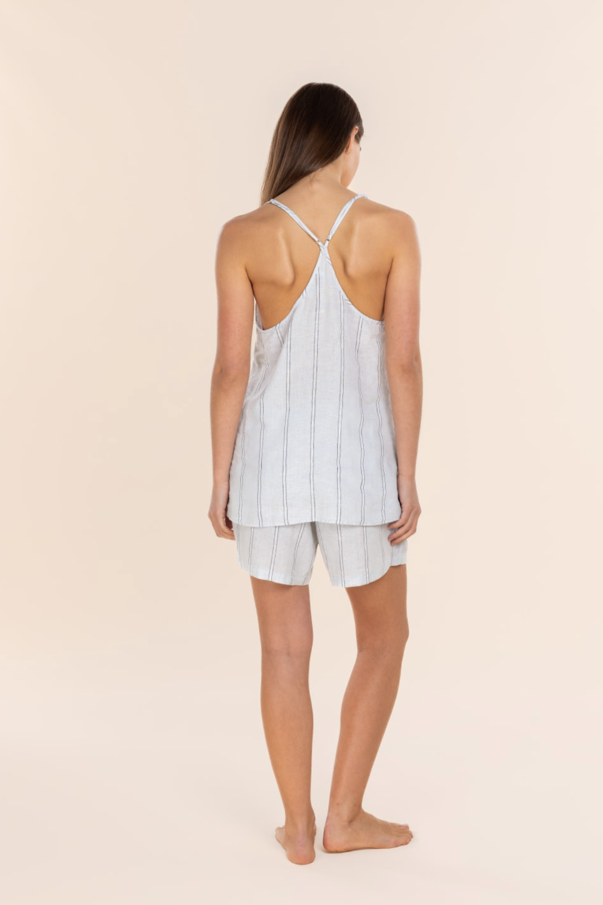 Polly Linen Blue Cami Set