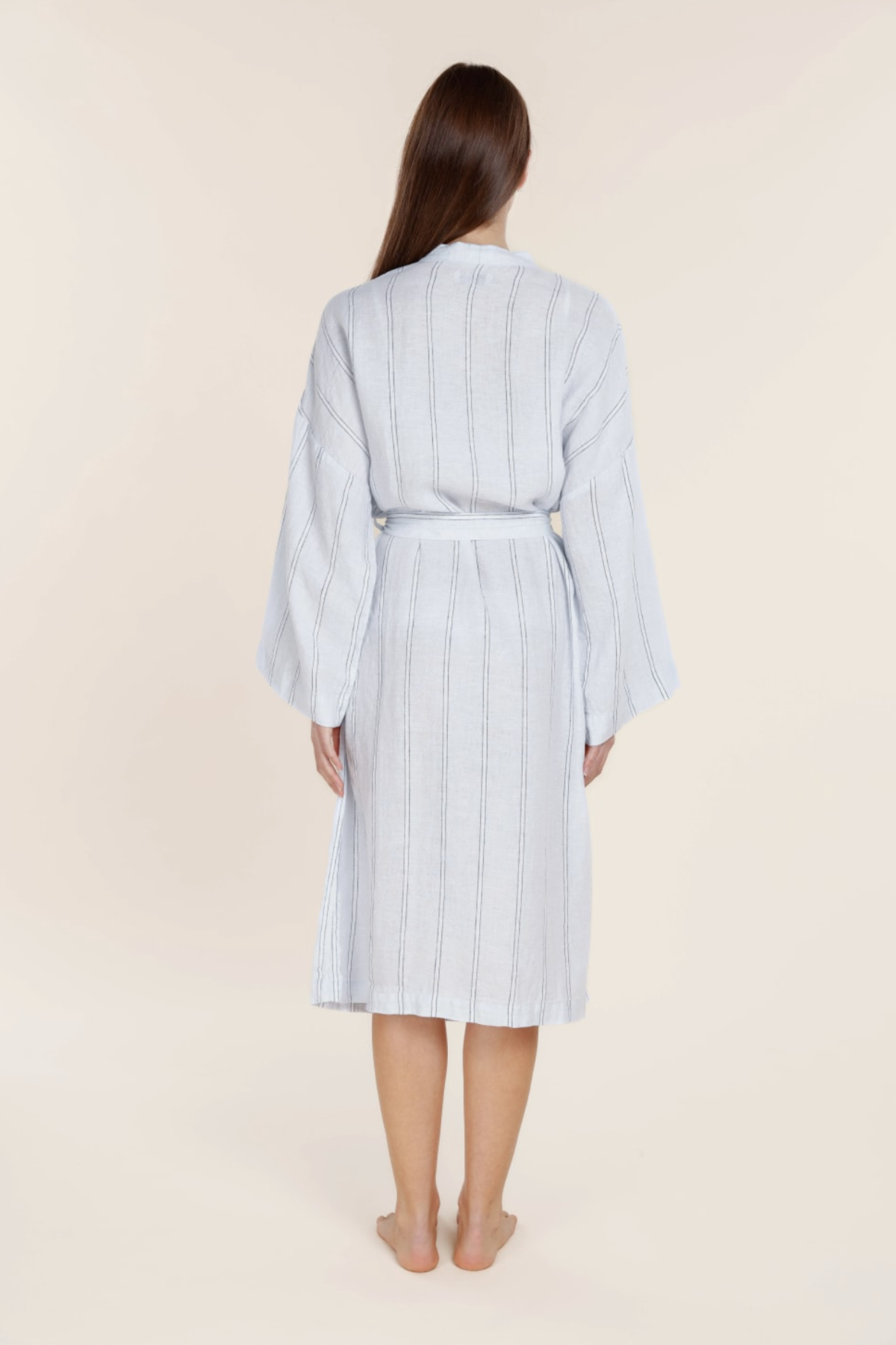 Rosalind Linen Robe Blue Stripe
