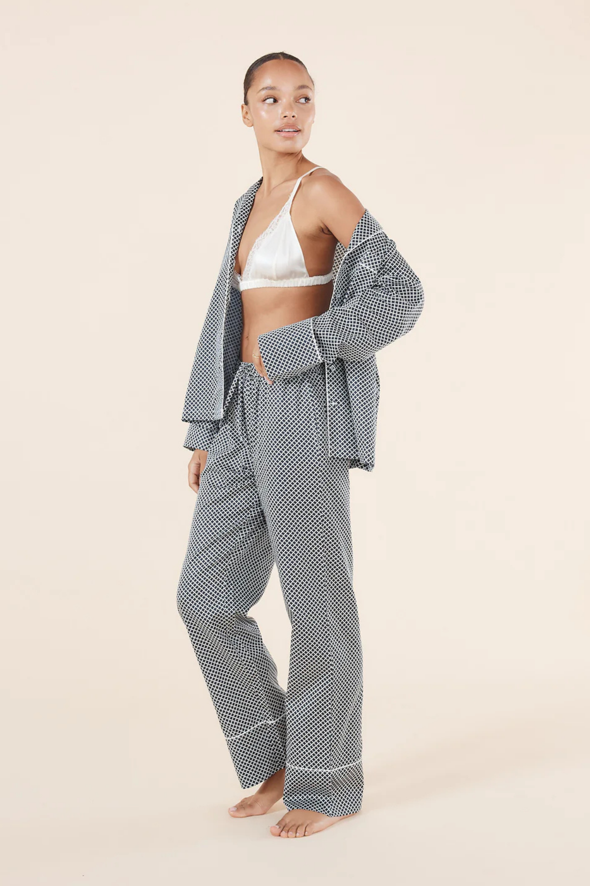 Sky Diamond Cotton PJ Navy