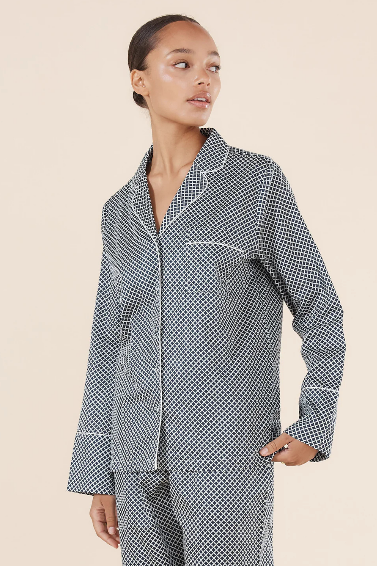 Sky Diamond Cotton PJ Navy