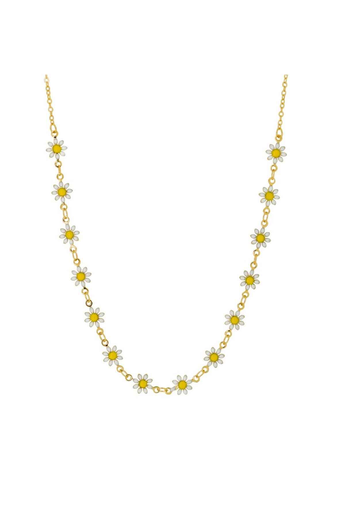 Gold White Daisy Chain Necklace